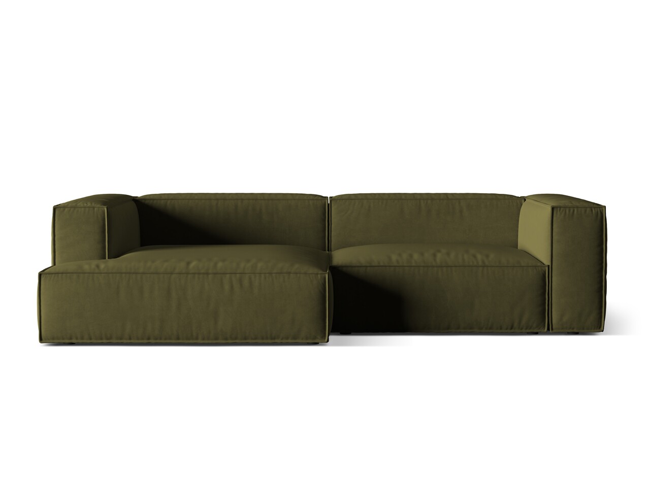 Coltar modular stanga 4 locuri, Nuria-88, Micadoni Home, 292x147x72 cm, catifea, verde moss melange Colțare